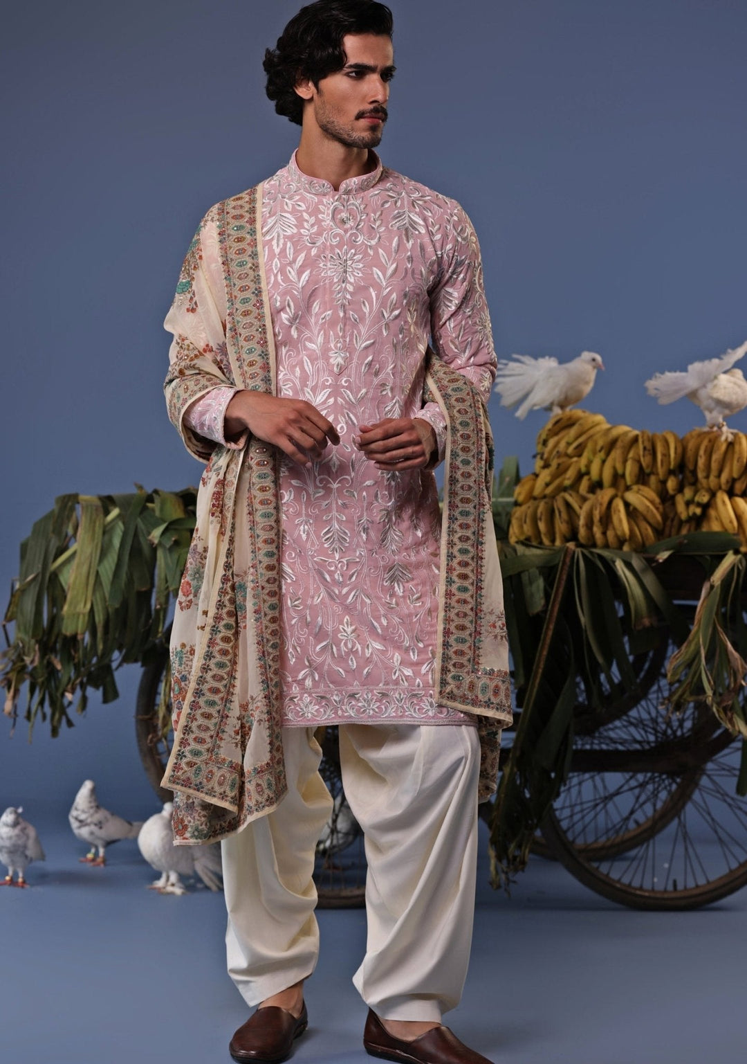 Soft Pink Thread Embroidered Kurta Patiala Set Kalpraag - Fabilicious Fashion