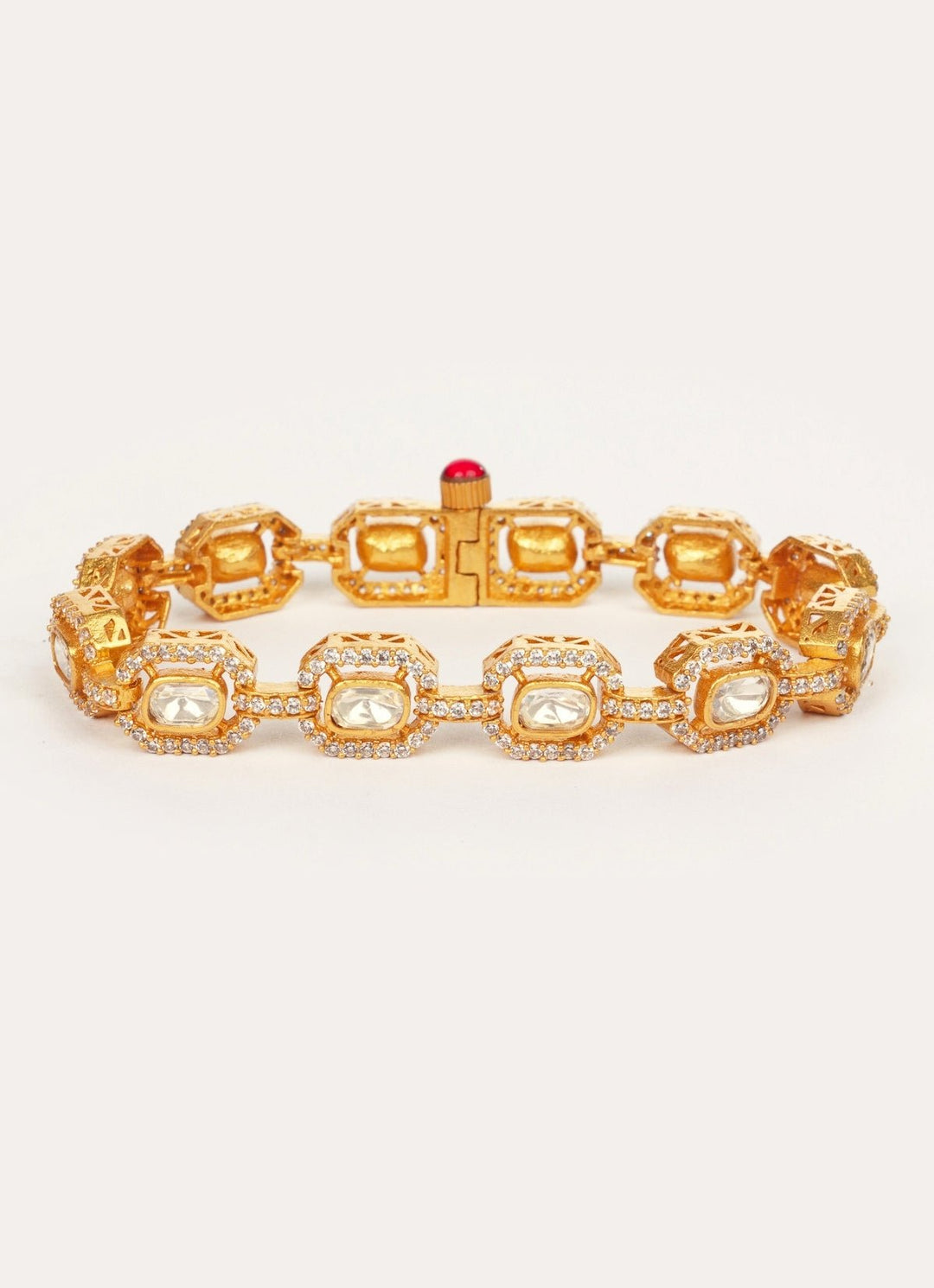 Sparkling Moissanite Stone Gold Bracelet Zevar by Geeta - Fabilicious Fashion