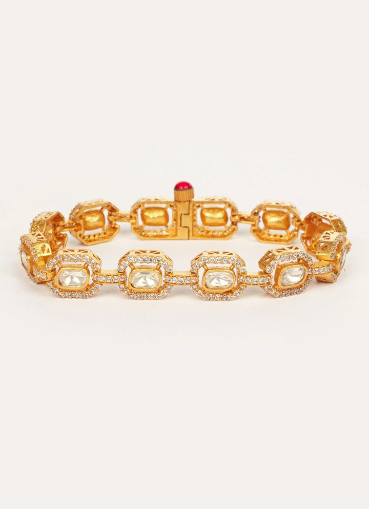 Sparkling Moissanite Stone Gold Bracelet Zevar by Geeta - Fabilicious Fashion