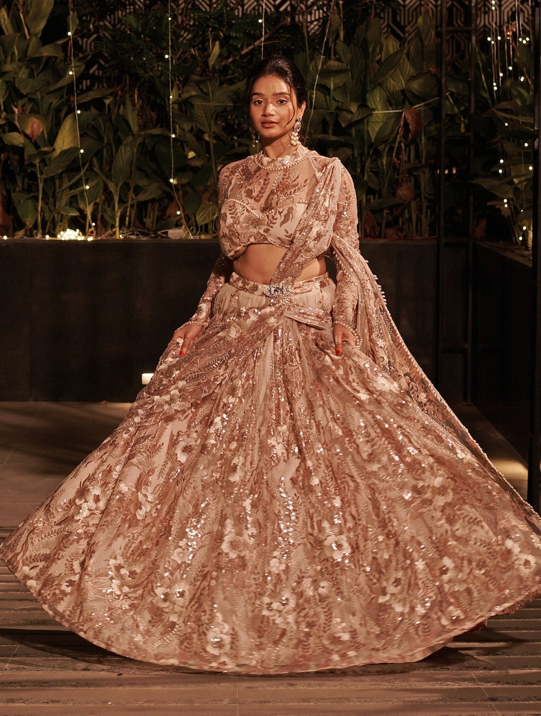 Spiced Coral Pink Embroidered Lehenga Set Jigar and Nikita - Fabilicious Fashion