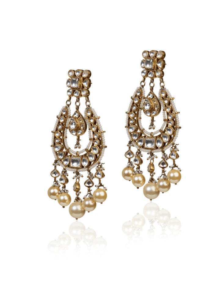 Square Chand Baali With Pearl Riana by Shikha Jindal - Fabilicious Fashion