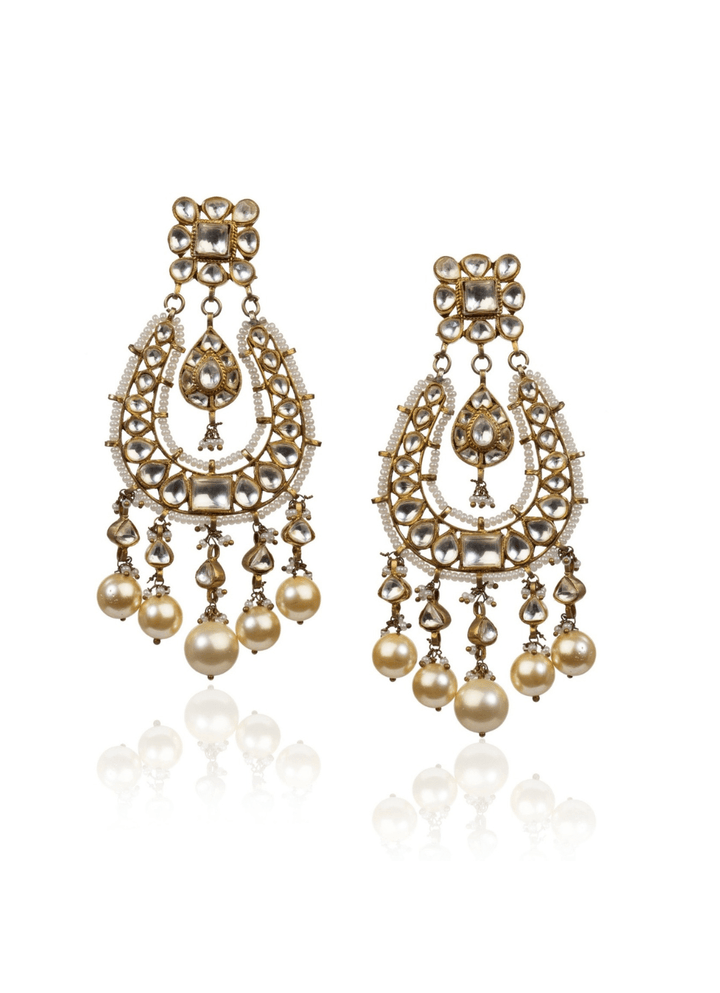 Square Chand Baali With Pearl Riana by Shikha Jindal - Fabilicious Fashion