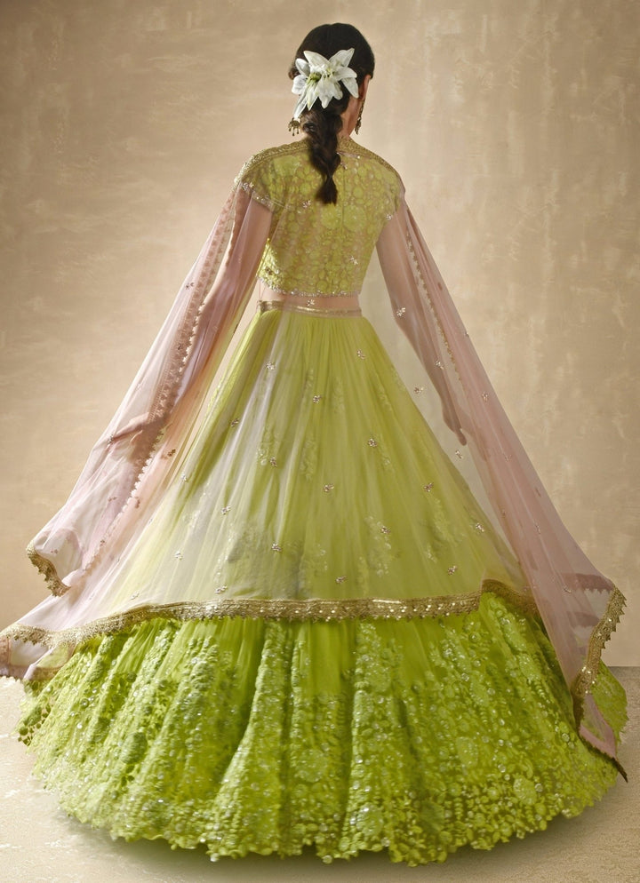 Starflower Lime Green Lehenga Renee Label - Fabilicious Fashion