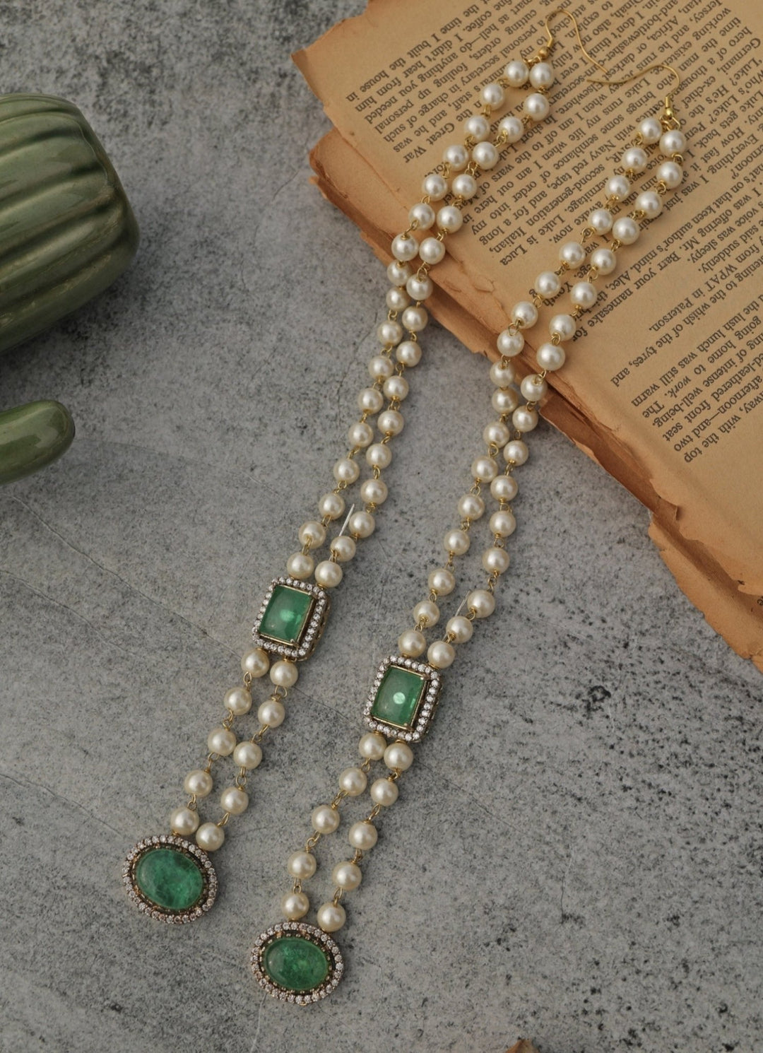 Do Taara Statement Mint Green Pearl EarringsFabilicious Fashion