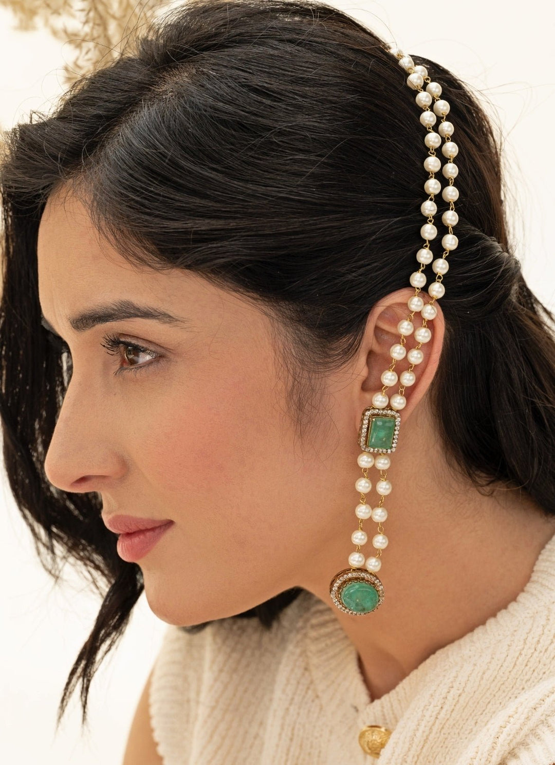 Do Taara Statement Mint Green Pearl EarringsFabilicious Fashion