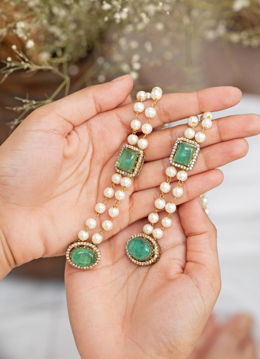 Do Taara Statement Mint Green Pearl EarringsFabilicious Fashion