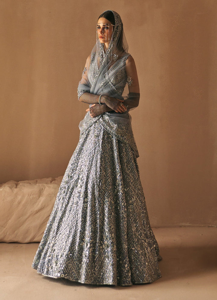 Steel Grey Crystal Embroidered Lehenga Set Angad Singh - Fabilicious Fashion
