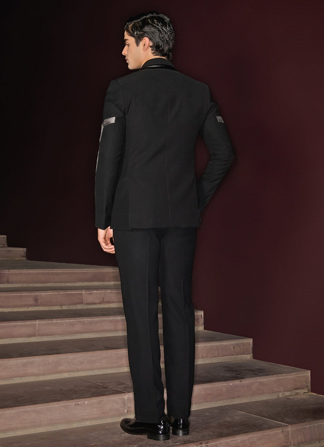 Striking Black Tuxedo Set Contrast By Parth - Fabilicious Fashion