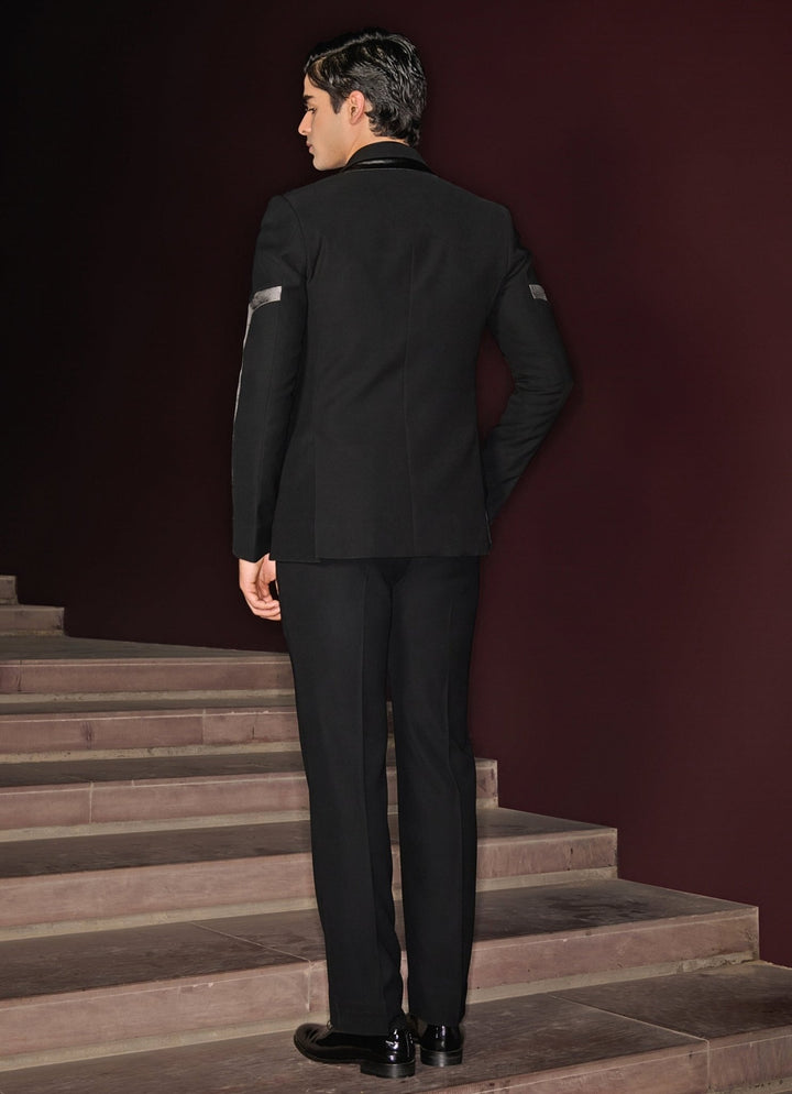 Striking Black Tuxedo Set Contrast By Parth - Fabilicious Fashion