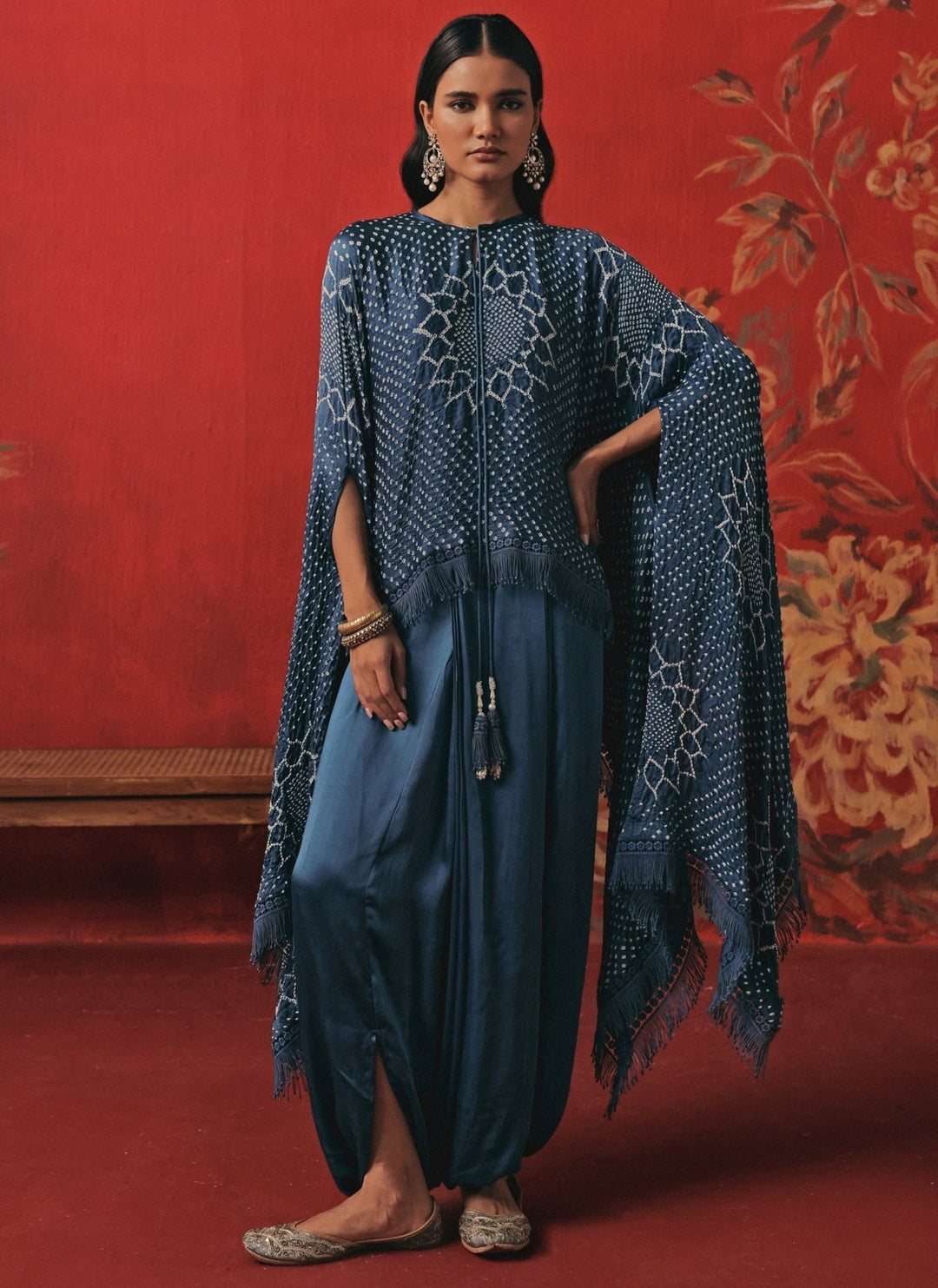 Twenty Nine Teal Blue Bandhani Top And Dhoti SetFabilicious Fashion