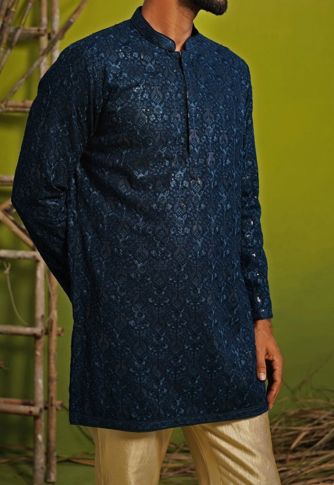 Teal Blue Georgette Short Kurta Set Kalpraag - Fabilicious Fashion