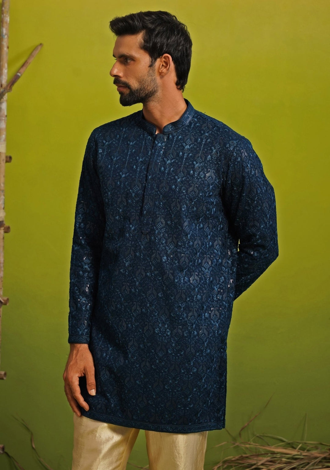 Teal Blue Georgette Short Kurta Set Kalpraag - Fabilicious Fashion