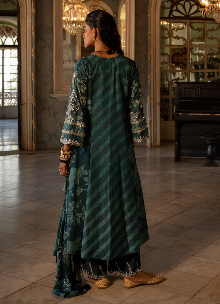 Teal Blue Silk Kurta Pants Set Paulmi and Harsh - Fabilicious Fashion