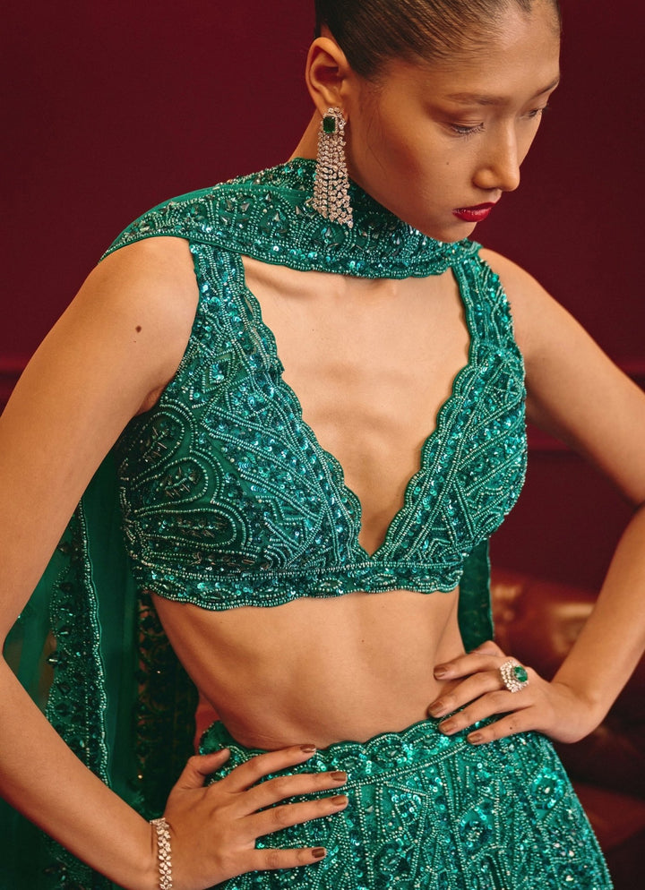 Angad Singh Teal Blue Soft Net LehengaFabilicious Fashion