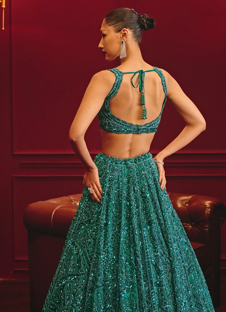 Angad Singh Teal Blue Soft Net LehengaFabilicious Fashion