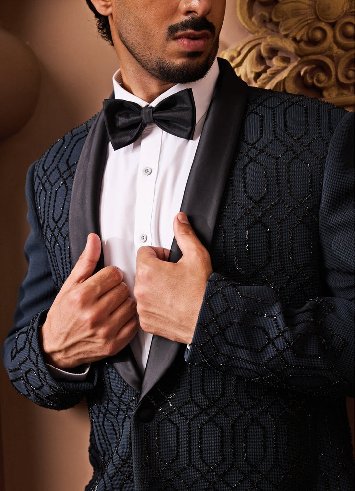 Teal Green Suiting Tuxedo Set Nitika Gujral - Men - Fabilicious Fashion