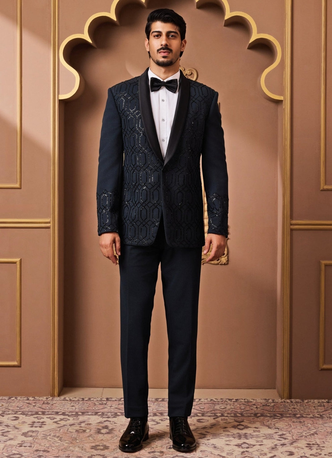 Teal Green Suiting Tuxedo Set Nitika Gujral - Men - Fabilicious Fashion