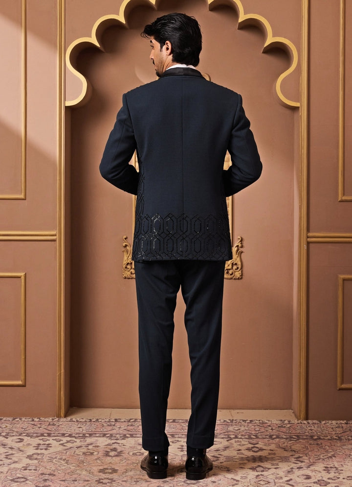 Teal Green Suiting Tuxedo Set Nitika Gujral - Men - Fabilicious Fashion