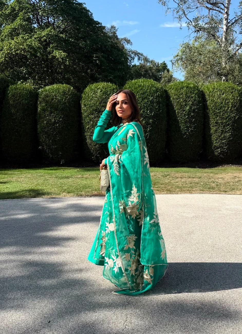 Anisha Shetty The Punam Gul Green AnarkaliFabilicious Fashion