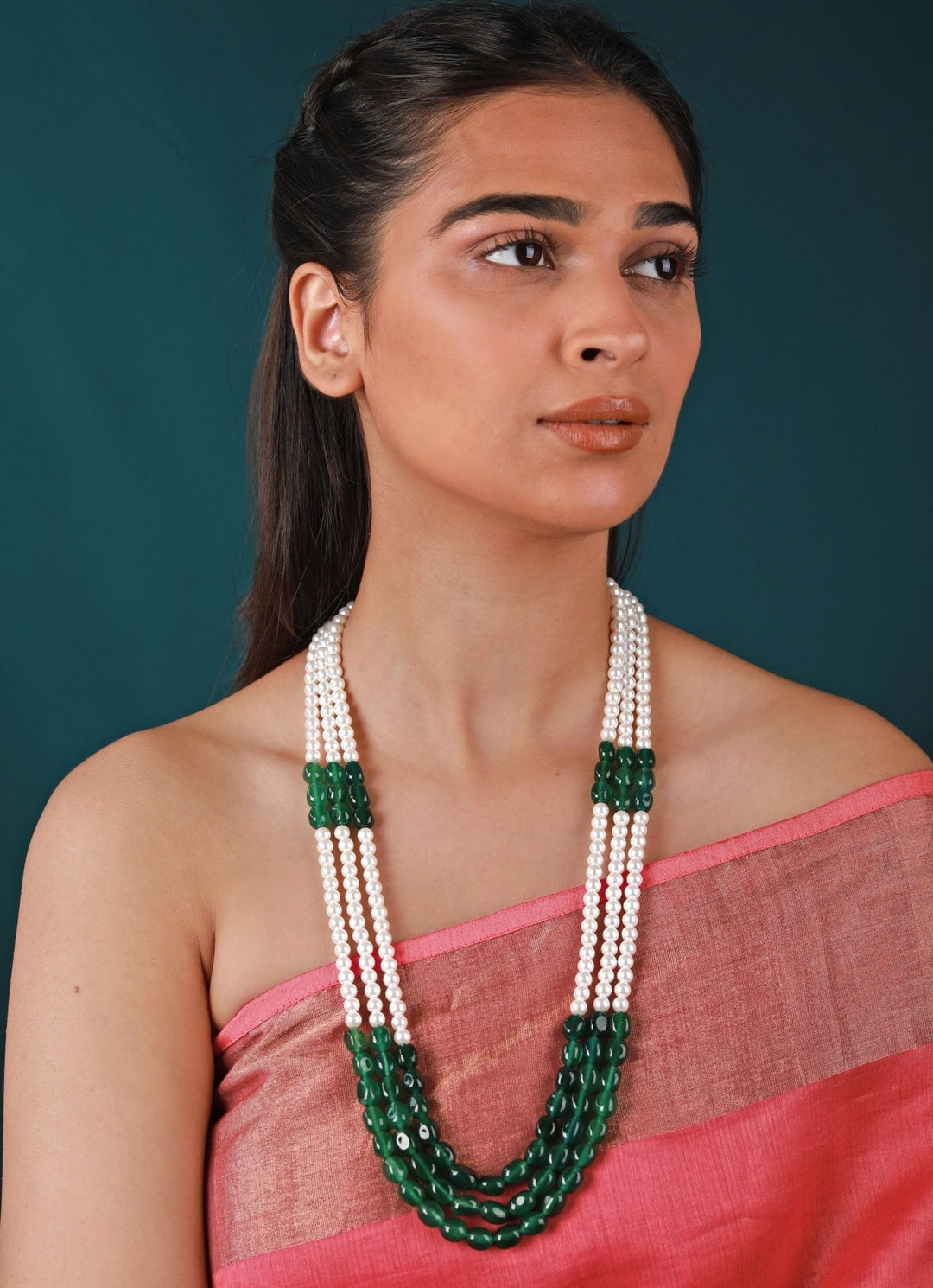 Three Layer Emerald Green Beaded Maala Riana by Shikha Jindal - Fabilicious Fashion