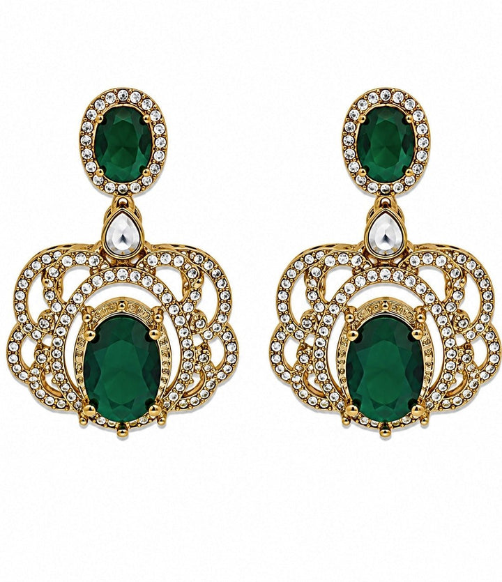 Vivinia By Vidhi Mehra Three Layer Emerald Green Moissanite Necklace SetFabilicious Fashion