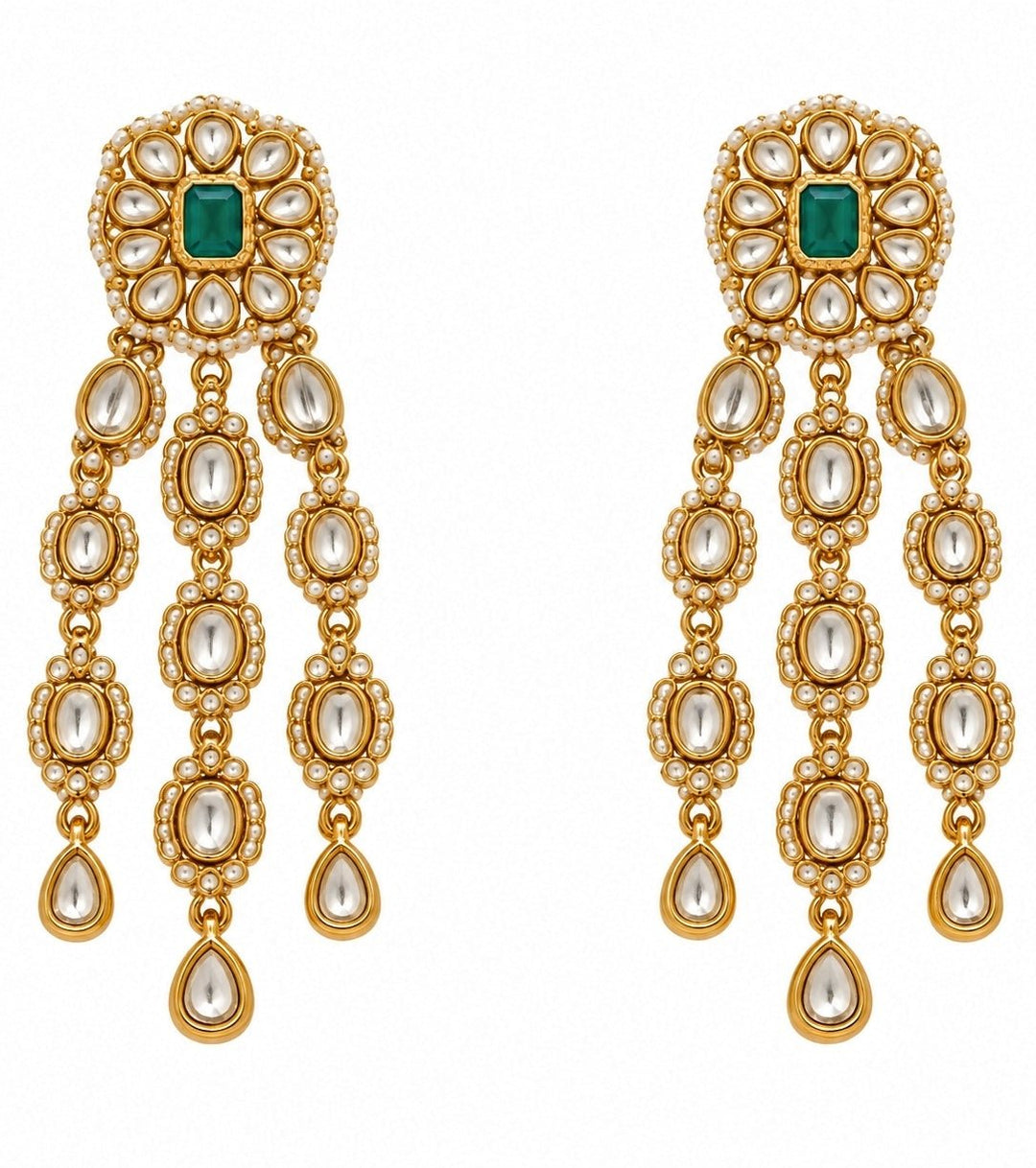 Vivinia By Vidhi Mehra Three Layer Emerald Kundan Necklace SetFabilicious Fashion