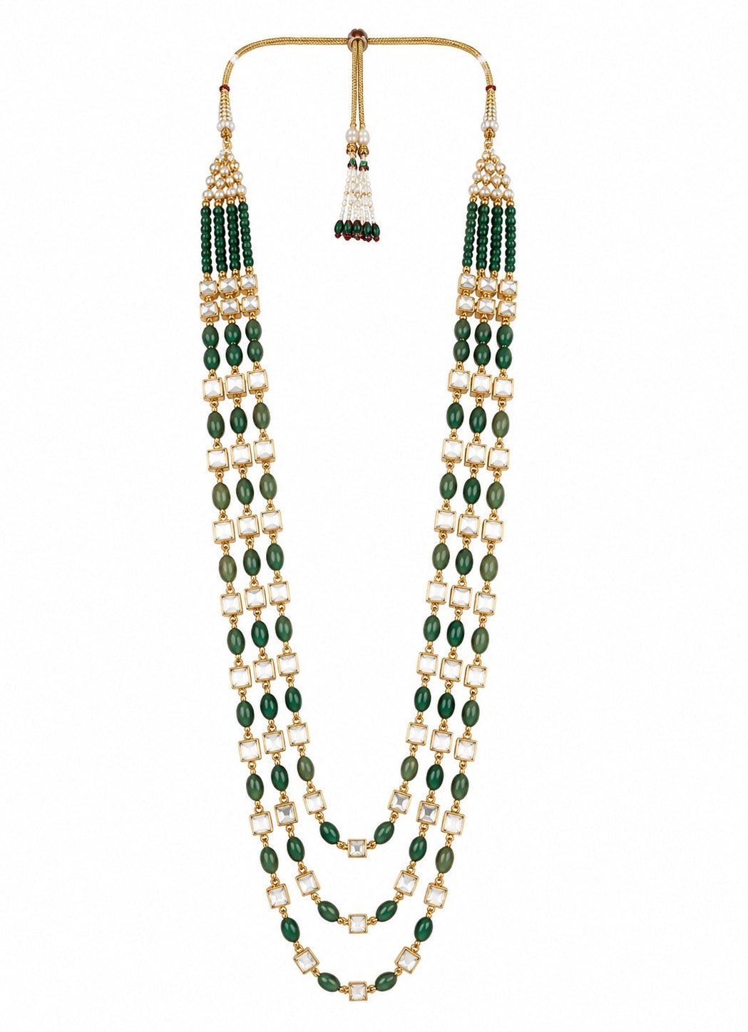 Vivinia By Vidhi Mehra Three Layer Green Beaded Kundan Groom MalaFabilicious Fashion