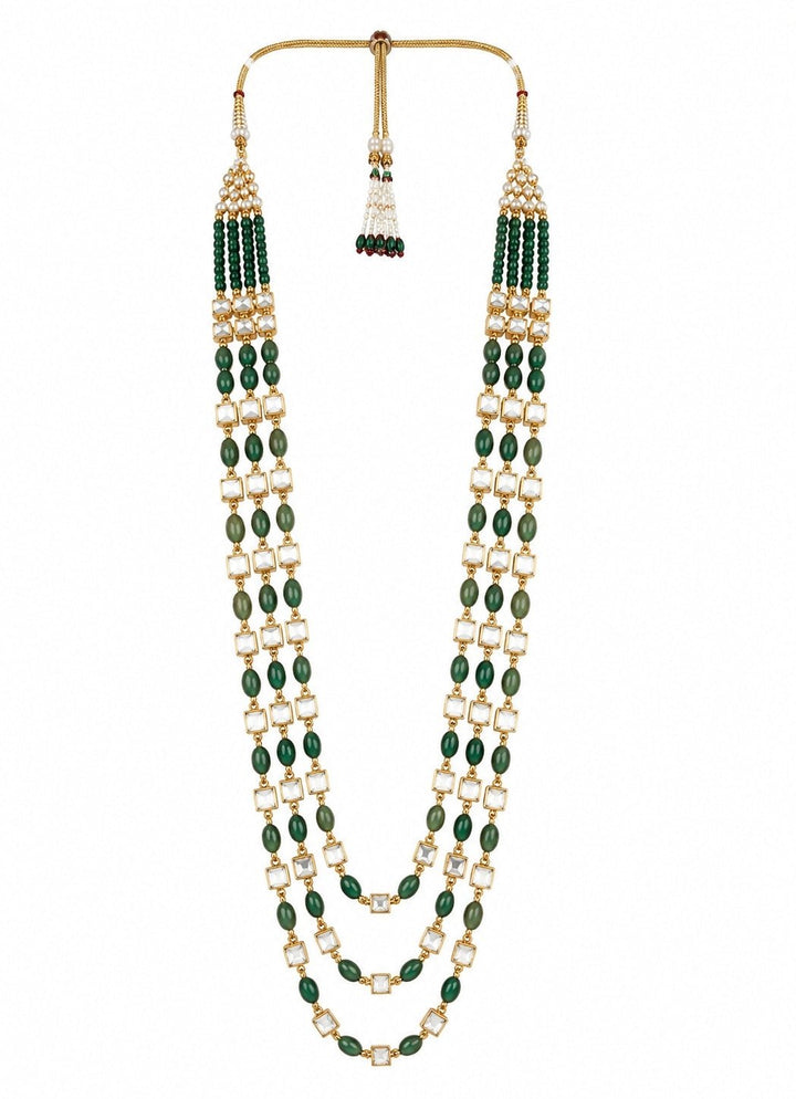 Vivinia By Vidhi Mehra Three Layer Green Beaded Kundan Groom MalaFabilicious Fashion