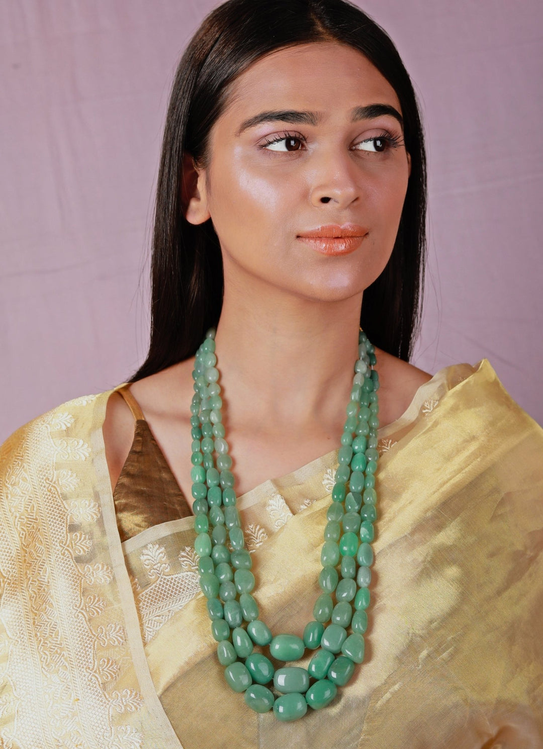 Three Layer Onyx Stone Necklace Riana by Shikha Jindal - Fabilicious Fashion