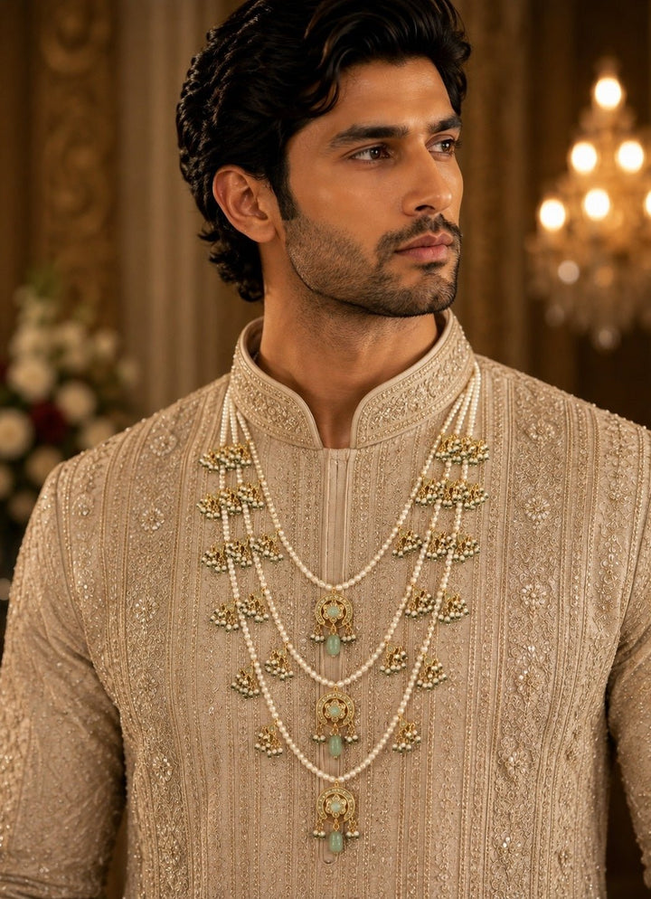 Vivinia By Vidhi Mehra Three Layer Pearl &amp; Kundan Groom MalaFabilicious Fashion