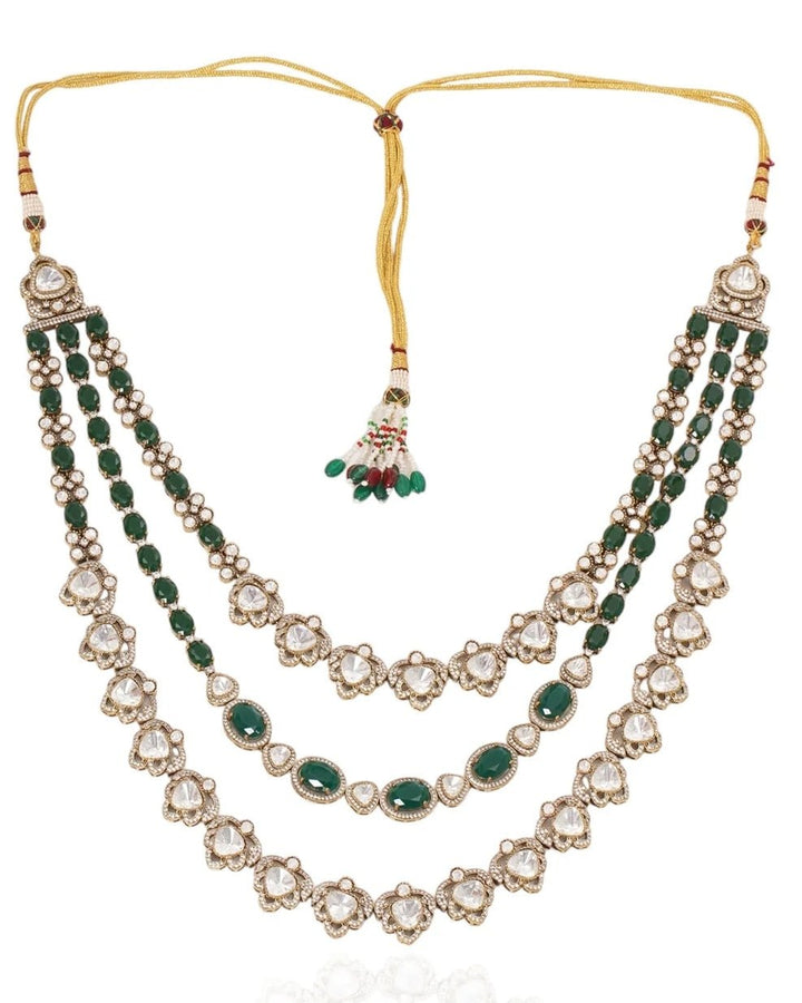 Vivinia By Vidhi Mehra Three-Layered Green Beaded Kundan MalaFabilicious Fashion