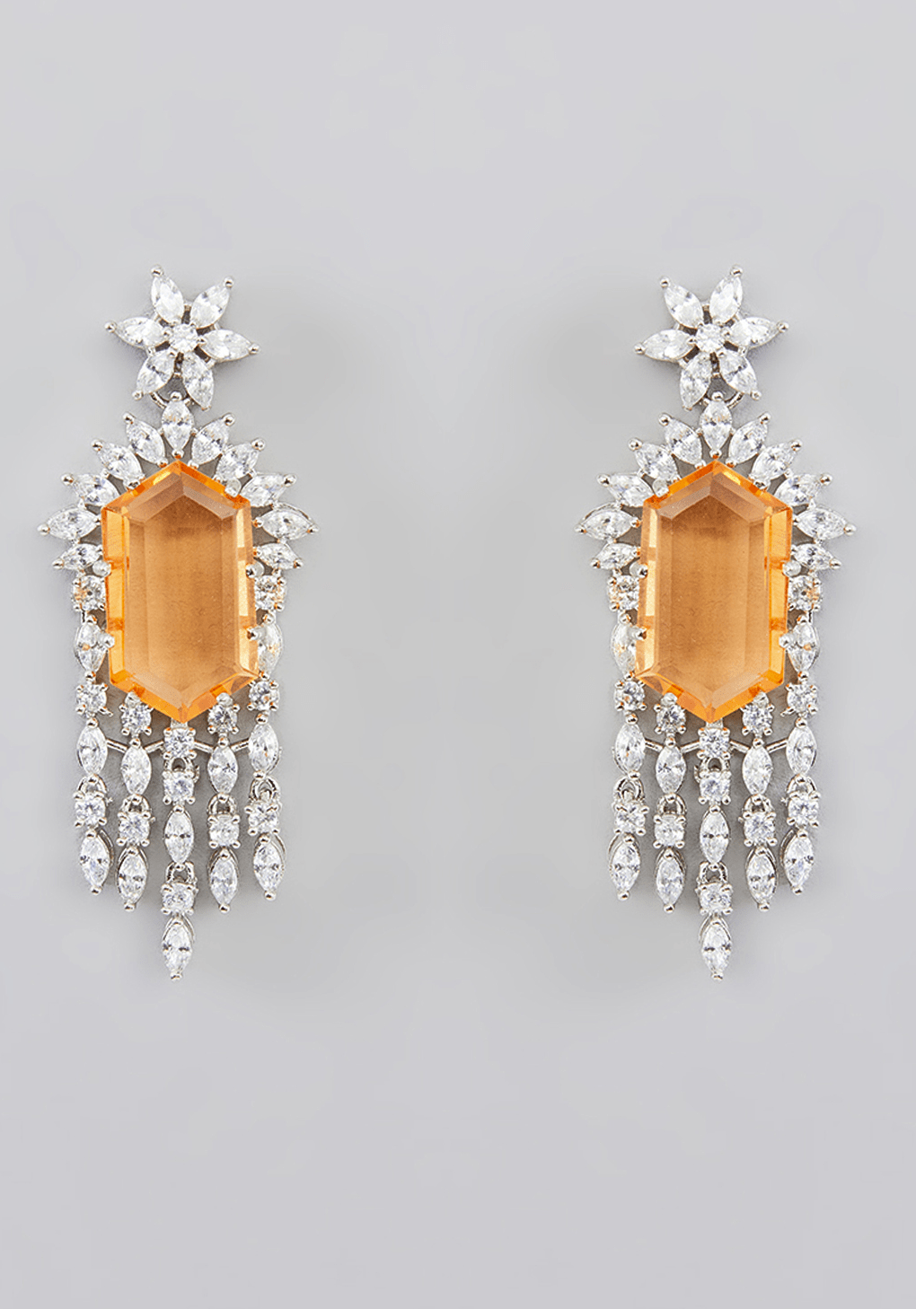 Topaz And Faux Diamond Necklace Set Zevar by Geeta - Fabilicious Fashion