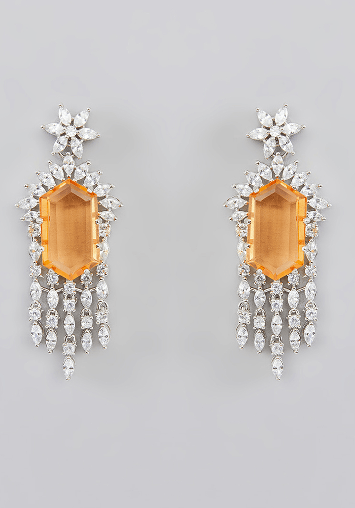 Topaz And Faux Diamond Necklace Set Zevar by Geeta - Fabilicious Fashion