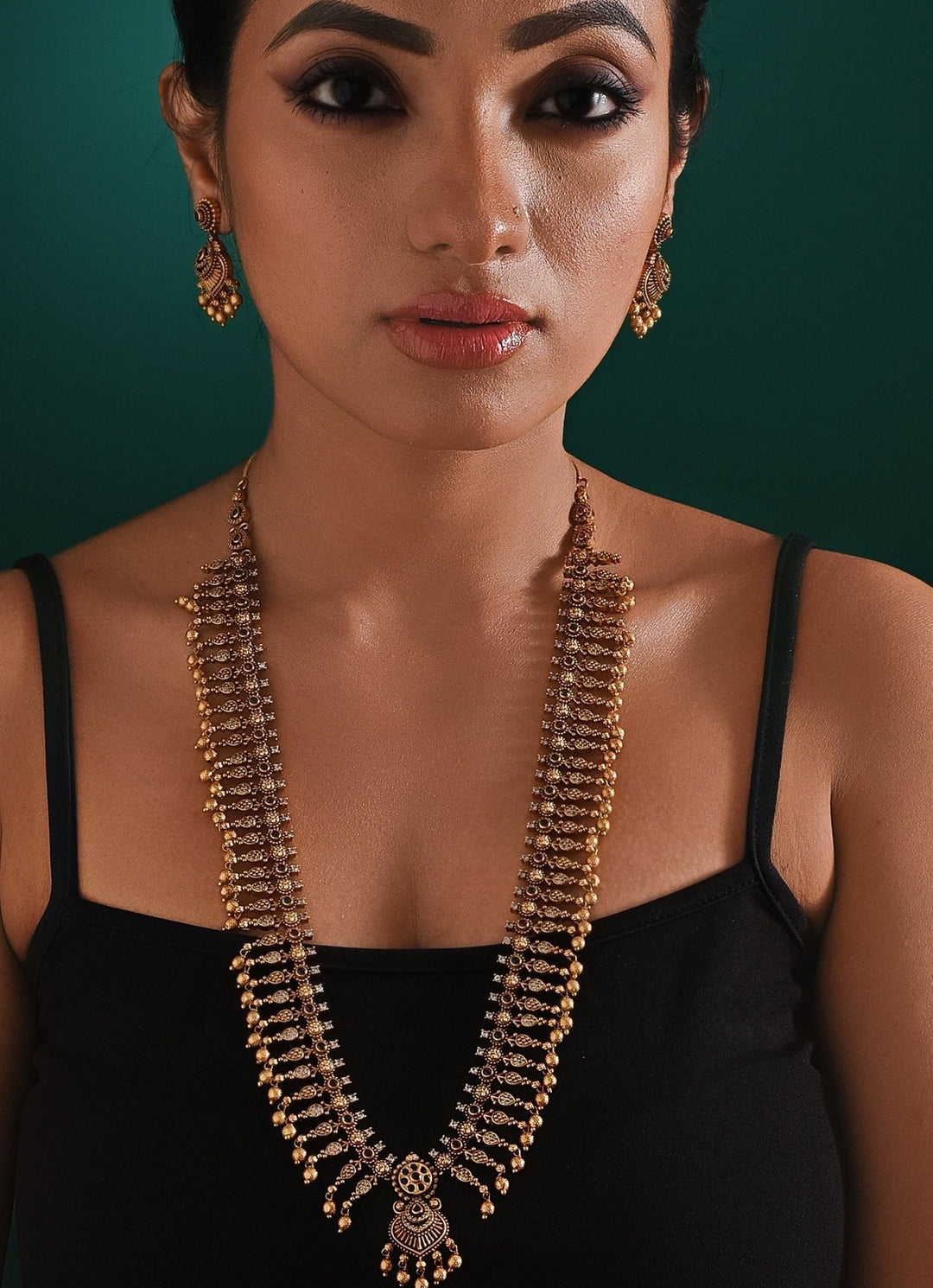 Traditional Antique Temple Necklace Set Zaza By Somya - Fabilicious Fashion