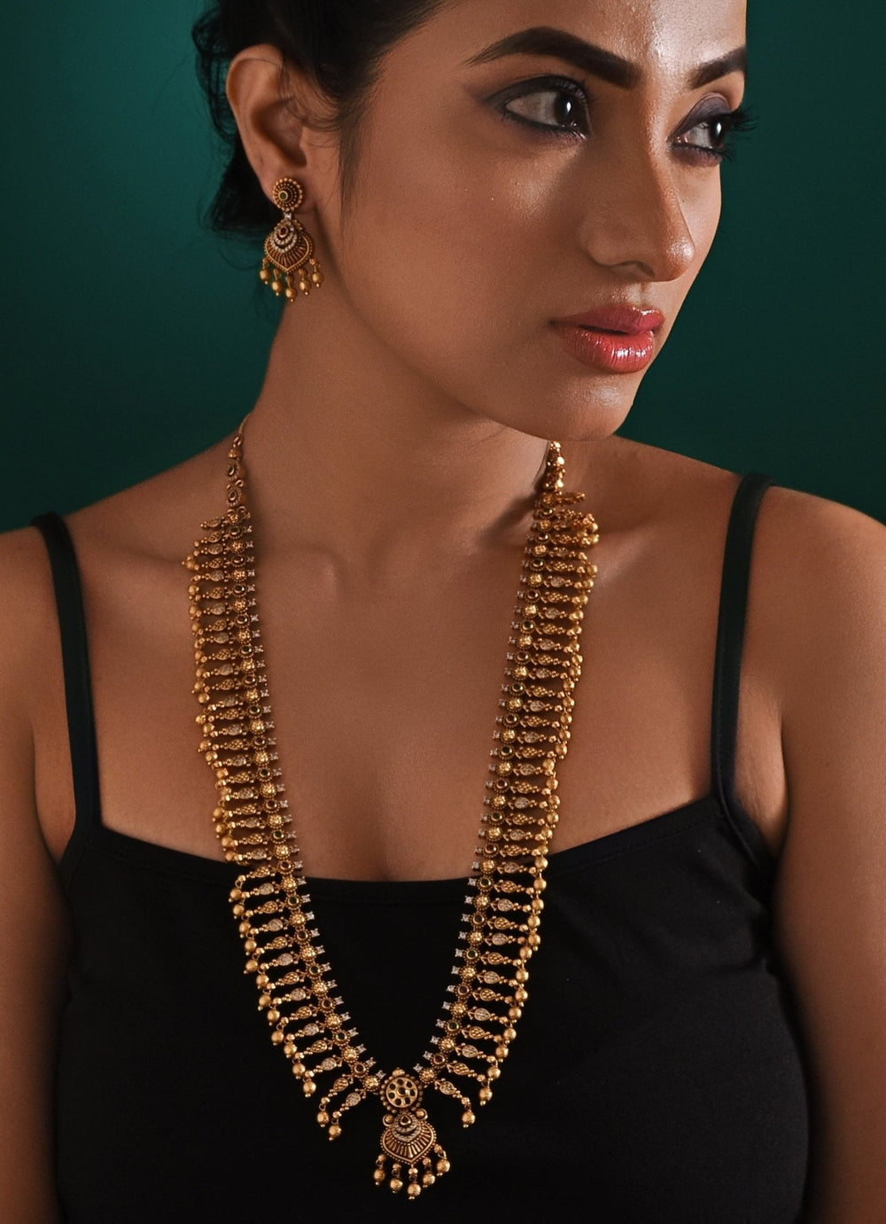 Traditional Antique Temple Necklace Set Zaza By Somya - Fabilicious Fashion