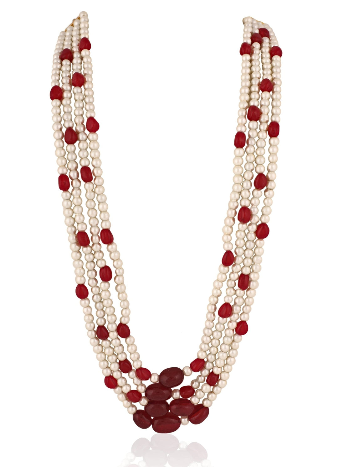 Traditional Pearl and Ruby Necklace Riana by Shikha Jindal - Fabilicious Fashion