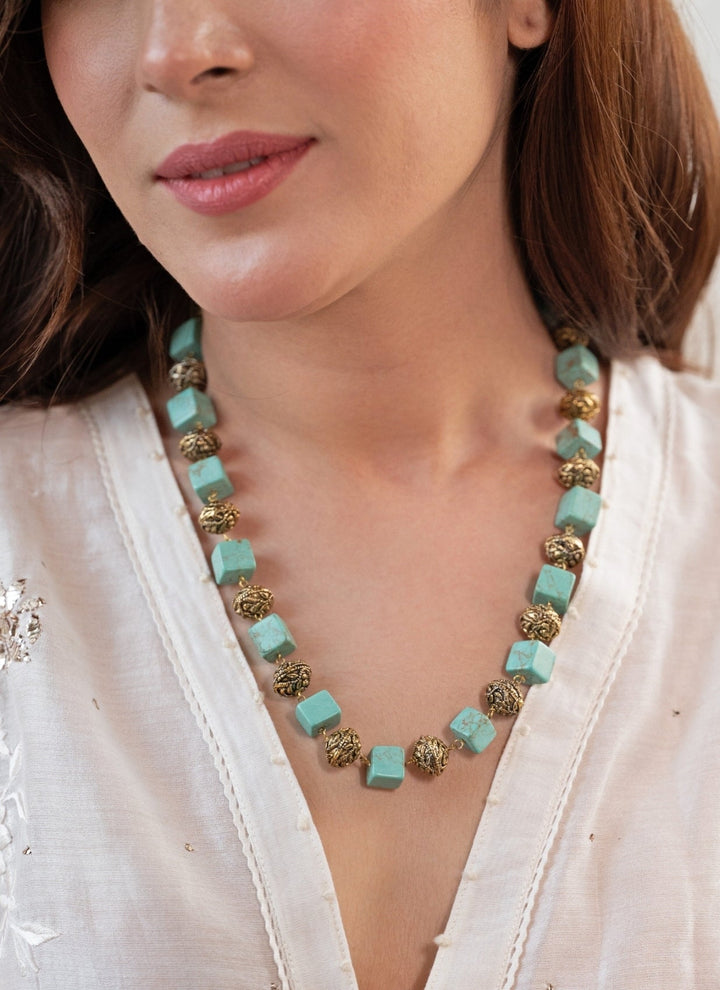 Do Taara Turquoise Blue Beaded NecklcaeFabilicious Fashion
