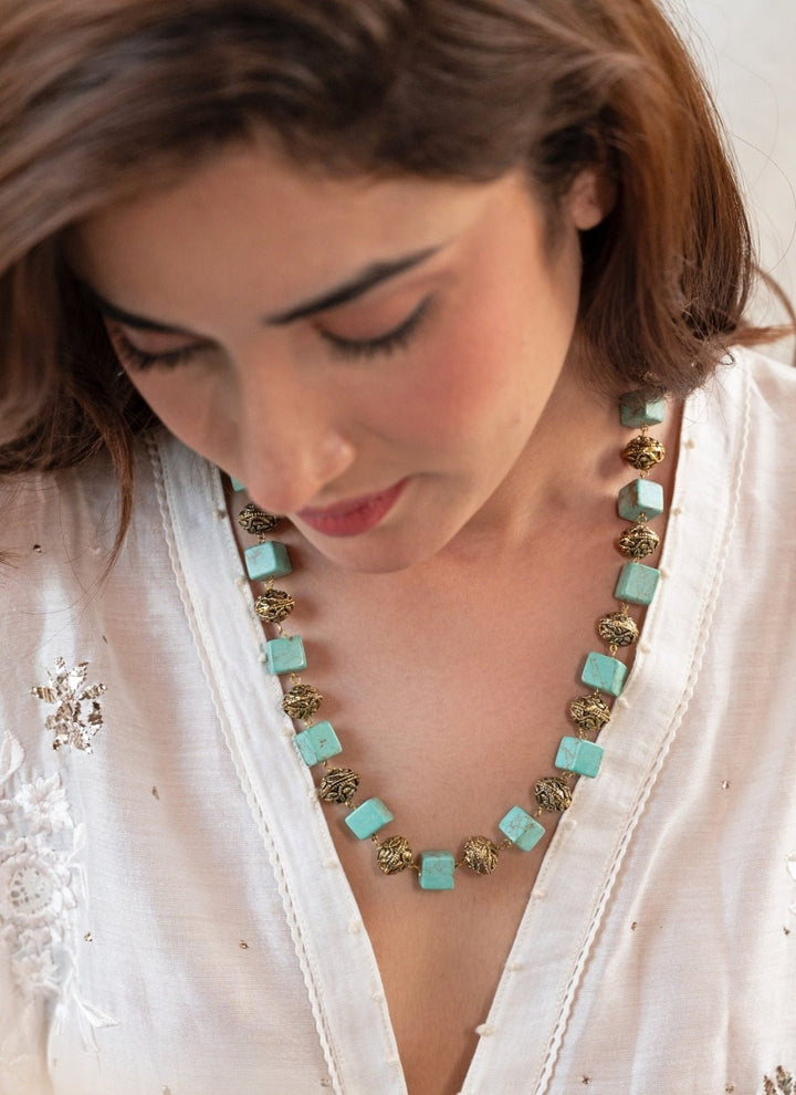 Do Taara Turquoise Blue Beaded NecklcaeFabilicious Fashion