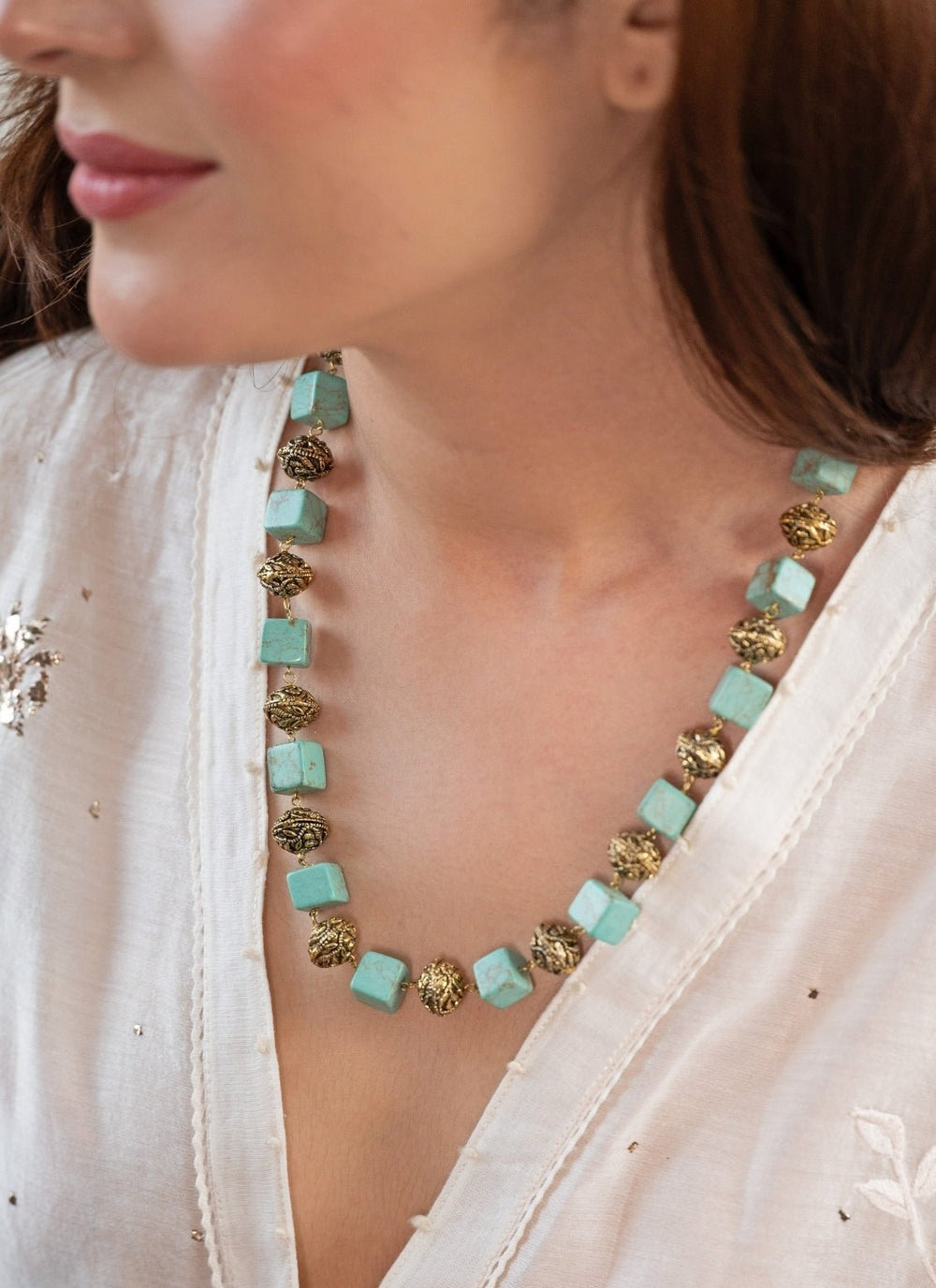 Do Taara Turquoise Blue Beaded NecklcaeFabilicious Fashion