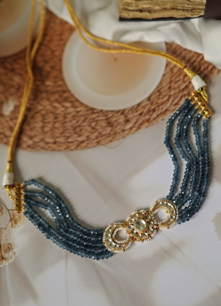 Do Taara Turquoise Blue Floral Kundan Choker NecklaceFabilicious Fashion