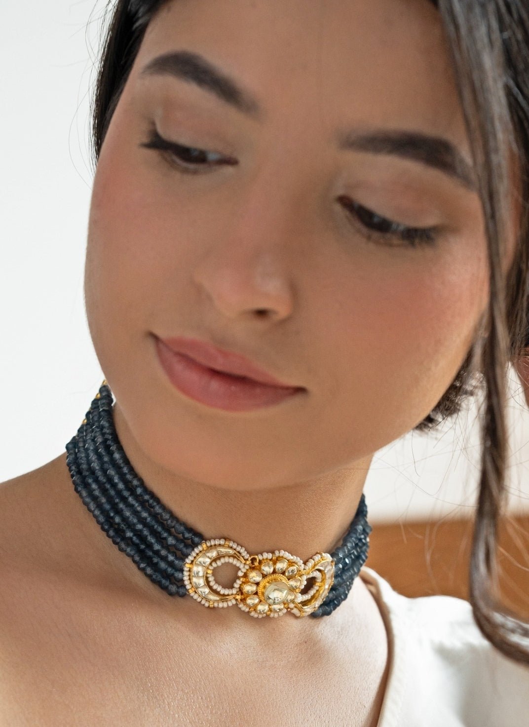 Do Taara Turquoise Blue Floral Kundan Choker NecklaceFabilicious Fashion