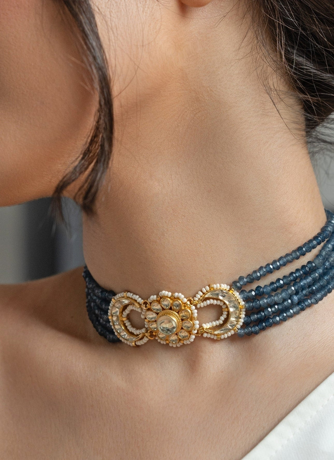 Do Taara Turquoise Blue Floral Kundan Choker NecklaceFabilicious Fashion