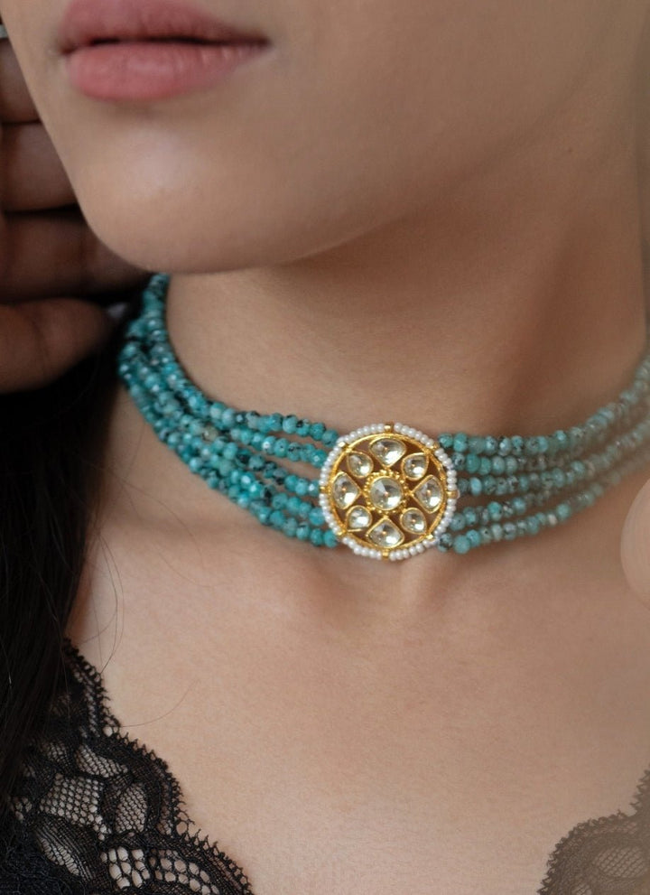 Do Taara Turquoise Blue Kundan Choker NecklaceFabilicious Fashion