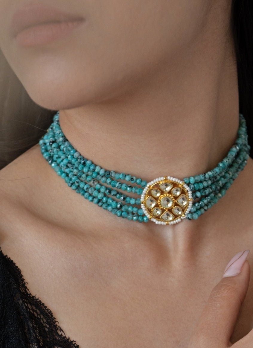 Do Taara Turquoise Blue Kundan Choker NecklaceFabilicious Fashion