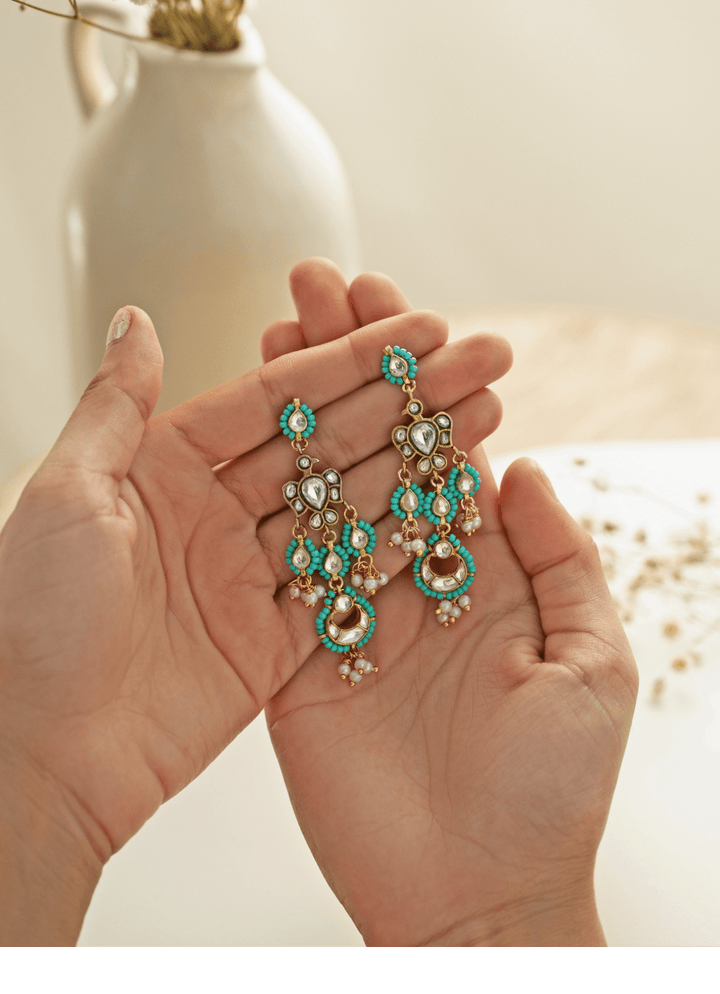 Do Taara Turquoise Blue Kundan EarringsFabilicious Fashion