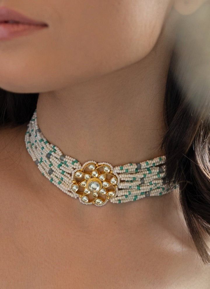 Do Taara Turquoise Blue Kundan Pearl NecklaceFabilicious Fashion