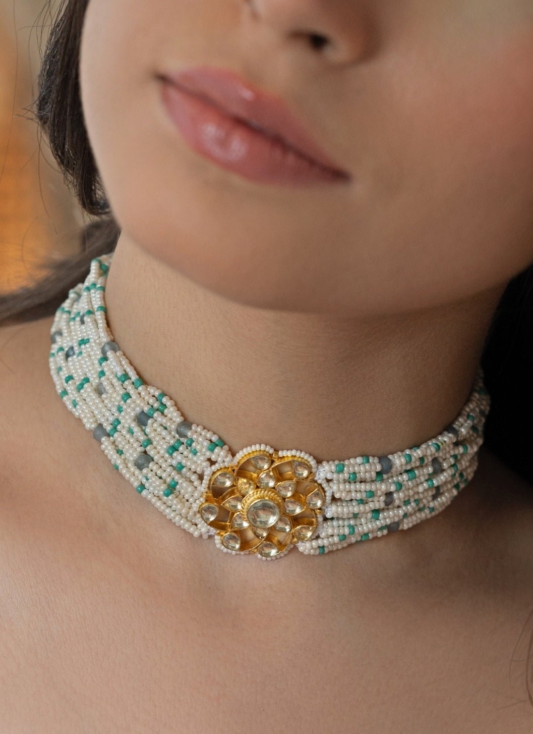 Do Taara Turquoise Blue Kundan Pearl NecklaceFabilicious Fashion