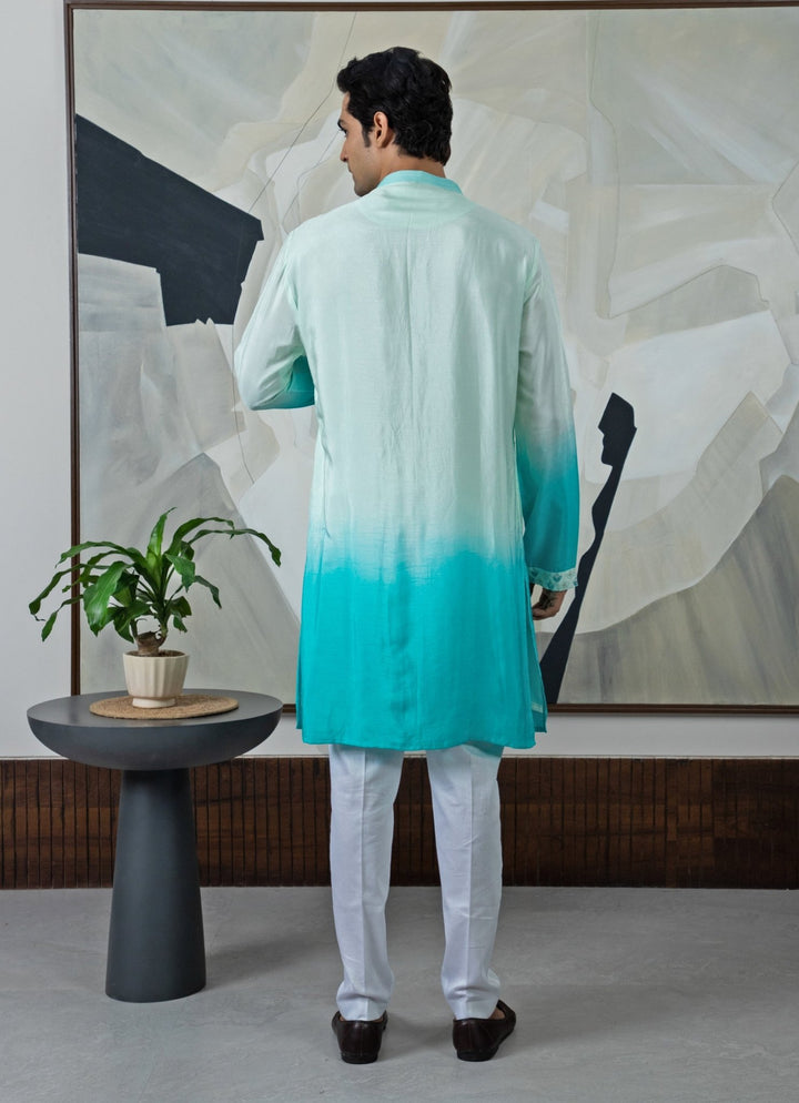 Turquoise Blue Ombre Kurta Pant Set Smriti - Fabilicious Fashion