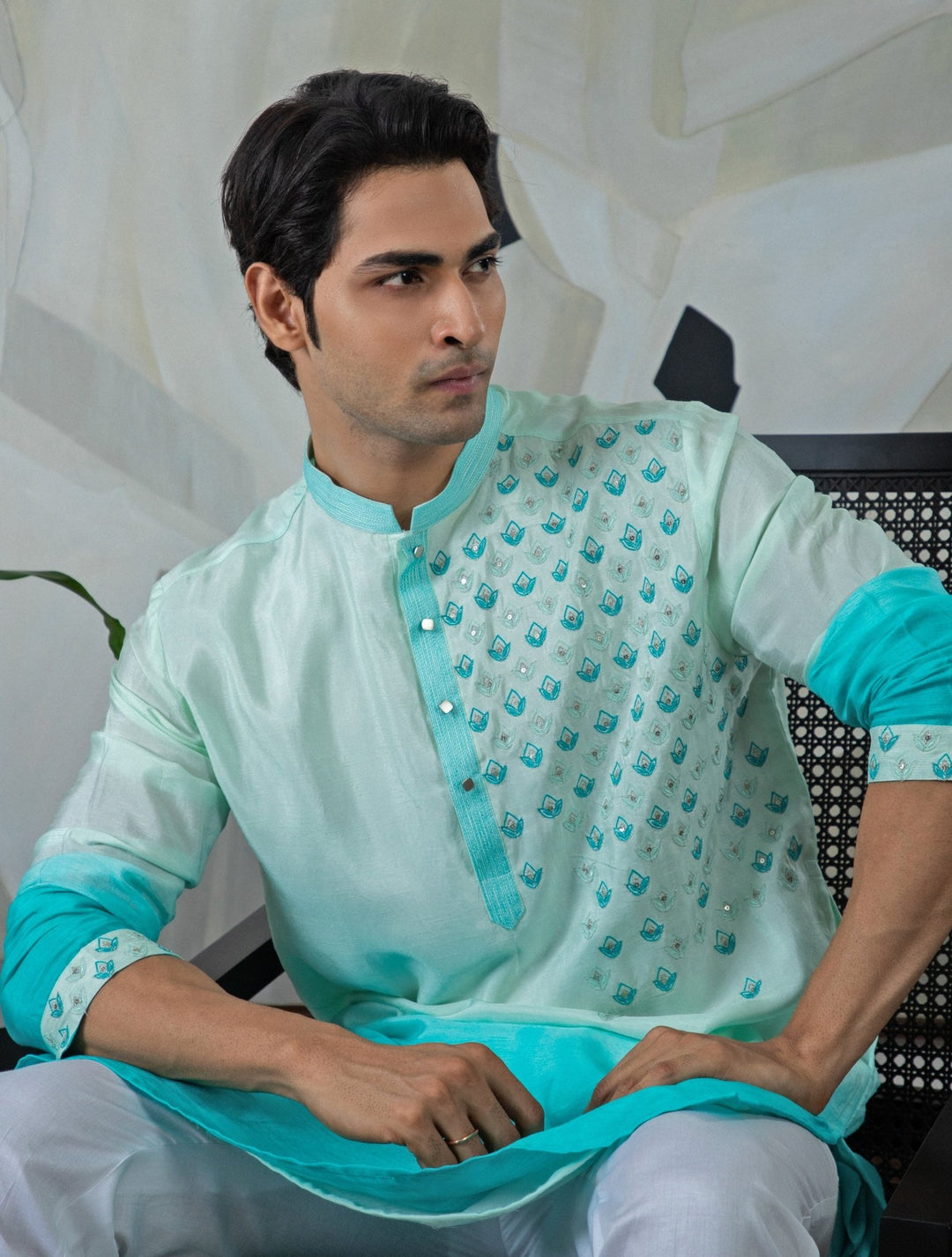 Turquoise Blue Ombre Kurta Pant Set Smriti - Fabilicious Fashion