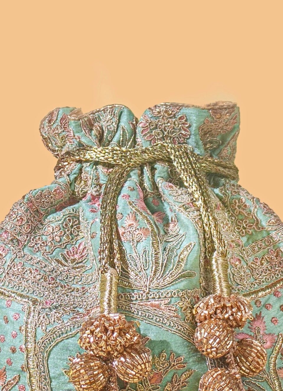 Turquoise Embroidered Potli AMYRA - Fabilicious Fashion